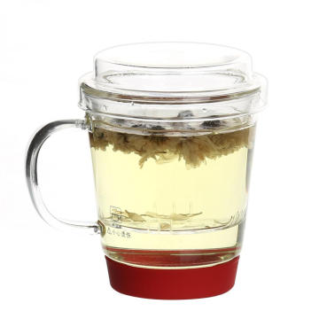 Taza de té de cristal de tetera de oficina para una persona con infusor